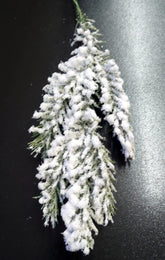 Crenguțe artificiale de brad cu fulgi de zăpadă - 28cm 10/set